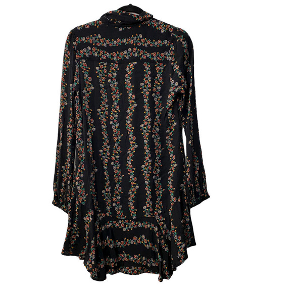 Free People Floral Black long sleeve button down dress XS - Picture 6 of 11
